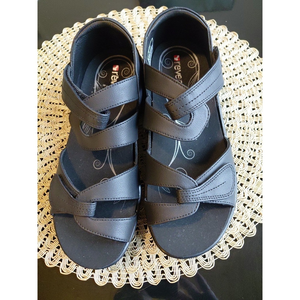NIB Revere 34 Women's Miami Black Casual Sandal Sz 8w Nwot Org    $179‎